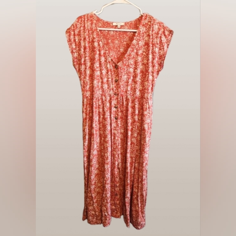 NWOT Madewell Red & White Floral Midi Dress